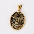 18k gold plated stainless steel oval pendant with vintage embossed relief portrait - Mythological Deity Relief Style (Style 12)