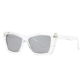 Occhiali da sole moderni retrò squadrati cat-eye con montatura trasparente e lenti grigie - Bianco Trasparente Grigio Chiaro