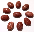 Ovale 10x14mm rotbraune Goldfluss-Cabochons mit Glitzer für DIY-Schmuckfassungen - Goldfluss