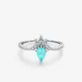 S925 silver crown ring with pear-cut turquoise stone and white zircon accents - US Size 5 / S925 Sterling Silver