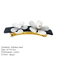 Elegant black hair clip with translucent grey floral design, pearls and rhinestones - White + Black