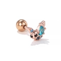 Rose gold wing stud earring with oval blue zircon and tiny navy crystal accents - EGD1418 Bird Shape / Rose Gold