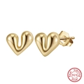 Elegantes pendientes de corazón en plata de ley 925 bañados en oro de 14 quilates - Plata 925 Bañada en Oro de 18K / Oro de 18K