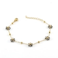 Elegant gold stainless steel flower bracelet with silver beaded floral accents for women - White Gold Plated Bracelet