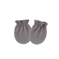 Newborn anti-scratch baby mittens in dark grey knitted cotton with elastic wavy cuffs - Flaxen (Elastic Anti-Scratch Mittens)