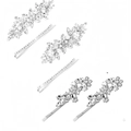 Silver crystal hairpins and pearl hair clips set for elegant wedding hairstyles - Silver 6-Piece Style 6