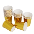 Golden foil disposable paper cups for parties and events on a clean white background - Paper Cup