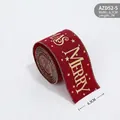6.3cm wide wine red velvet Christmas ribbon with gold Merry Christmas and star prints - 6.3CMx2M / Red Suede