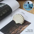 Vintage shell-shaped white and gold cast iron drawer handle knob 6.5x5cm size - Shell-White Gold