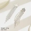 Detail of colorful rhinestone waterfall earrings with 9cm length and 12.5g weight info - Weight 12.5g / Length 9cm / AB Multi-color - E466 - 9cm
