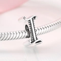 Charm lettera I in argento sterling S925 lucido per bracciale fai-da-te personalizzato - Lettera I