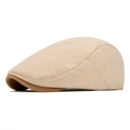 Casquette plate britannique en tweed beige à chevrons pour homme, style rétro chic - Style Chevrons Beige Brun / Kaki