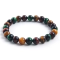 Bracciale di perle in pietra occhio di tigre naturale con sfumature rosso giallo verde - Occhio di Tigre Giallo+Rosso+Verde