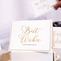 Elegant white greeting card with gold foil Best Wishes text and gold borders - Best Wishes