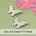 Silver bow butterfly pendant with zircon inlay for DIY jewelry, size 14.2x17.5mm - ME5607B - Silver Butterfly - 1pc