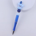Detailed view of a blue DIY beaded ballpoint pen featuring a cute cartoon koala charm - Blue Koala
