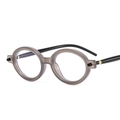 Retro oval sunglasses in transparent grey frame and black temples with gold metal rings - Jelly Grey Frame Transparent Lens (C10)