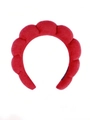 Thick red bubble headband with a padded wavy cloud design for washing face and styling - Red
