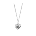 Polished S925 sterling silver puffed heart pendant necklace with minimalist link chain - 925 Silver / Heart Necklace (Large Size)