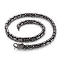 Herren Vintage Edelstahlkette mit geometrischen Gliedern in mattem Industrie-Grau - Matt Vintage Schwarz (KN90244-KFC)