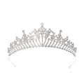 Elegante corona da sposa in lega d'argento con strass scintillanti e design vintage - Stile HG1428 A - Base Argentata Strass Bianchi
