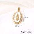 Detailed macro view of gold-plated oval Virgin Mary pendant with white zircon stones - Oval Virgin Mary (Pendant Only)