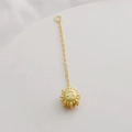 Detailed view of matte 18K gold sun smiley face pendant with O-chain extender - Sun Shape / 58mm