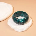 Macro detail of dark green marble acrylic stretch bracelet with geometric multi-row design - Dark Green