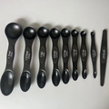 9-piece black magnetic stainless steel measuring spoon set with leveler for baking - Lacquer Black Double-Ended Measuring Spoons And Leveler (Lacquer Black 9-Piece Set)