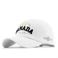 Gorra de algodón blanca con bordado Canada 1945 y parche lateral de hoja de maple - Ajustable / Blanco