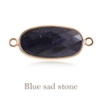 Oval blue sand stone connector with gold plated finish for DIY crystal jewelry - Blue Sandstone Gold