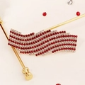 Elegant gold hair pin with wavy pattern encrusted with red and clear crystal rhinestones - 13# Tassel Style