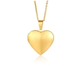 Polished golden heart locket pendant necklace with classic stainless steel link chain - PN-1255G (Openable/Smooth Surface)