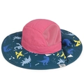 Cappello da sole per bambini rosa e blu navy con motivi di dinosauri colorati sulla tesa - 1-6 Anni Regolabile / Rosa
