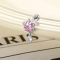 Clou d'oreille en argent avec zircon étoile rose et petit pendentif goutte d'eau - A690-2# Rose (Pièce Unique)