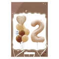 Set palloncini numero 2 crema e caramello con forma di cuore e palloncini in lattice - FG52 Serie Morandi Numero 2 + Cuore