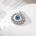 Blue evil eye charm with sparkling rhinestones in a silver setting for DIY jewelry - Silver Pointed Rhinestone Blue Eye