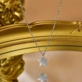 Collana con ciondolo a stella d'argento lucido su catena fine in cornice vintage - Pendente Stella a Cinque Punte 3D Argento