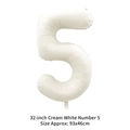 32-inch cream white number 5 foil balloon with matte finish for birthday party decor - 32 Inch Number 5 / Cream White