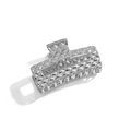 Eleganter silberner geometrischer Haarklammer mit Rautenmuster und Metallgriff - F537-2/Gesteppt Rechteckig Silber