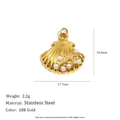 Gold stainless steel shell pendant with white pearls and starfish detail measures 18mm - Pearl Starfish Shell (N3725_2)