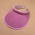 Classic pink woven open-top sun hat for women with wide brim for summer UV protection - 56-60cm / Pink