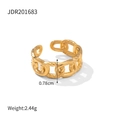 Vergulde open schakelring met gedraaide textuur en een breedte van 0,78 cm - Gedraaide Ketting Verstelbare Ring (JDR201683) / Breedte 7,8 mm / Goud