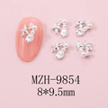 Detail of silver starfish and shell nail art charms with pearls on 8x9.5mm scale - MZH-9854 (8*9.5mm)