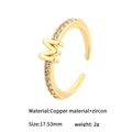 Adjustable 14K gold plated letter M open ring with sparkling zircon inlays for women - Letter M