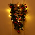 Leuchtender weihnachtlicher Türkranz mit roten Kugeln und goldener Juteschleife - Stil B Mit Lichterkette / Leinenschleife Stil B Mit Warmem Licht