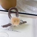 Matte brown hair claw clip with beige plush ball and small crystal detail - Plush Style / Small 8cm / Brown