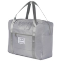 Large gray oxford fabric travel bag with reinforced handles and sturdy front zipper pocket - Small / Gray