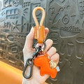 Llavero de caballo trenzado de cuero colgante bolso naranja anillo de coche - Naranja