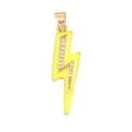 Golden lightning bolt pendant with yellow enamel and sparkling zircon inlay - CZ Row Lightning-Yellow